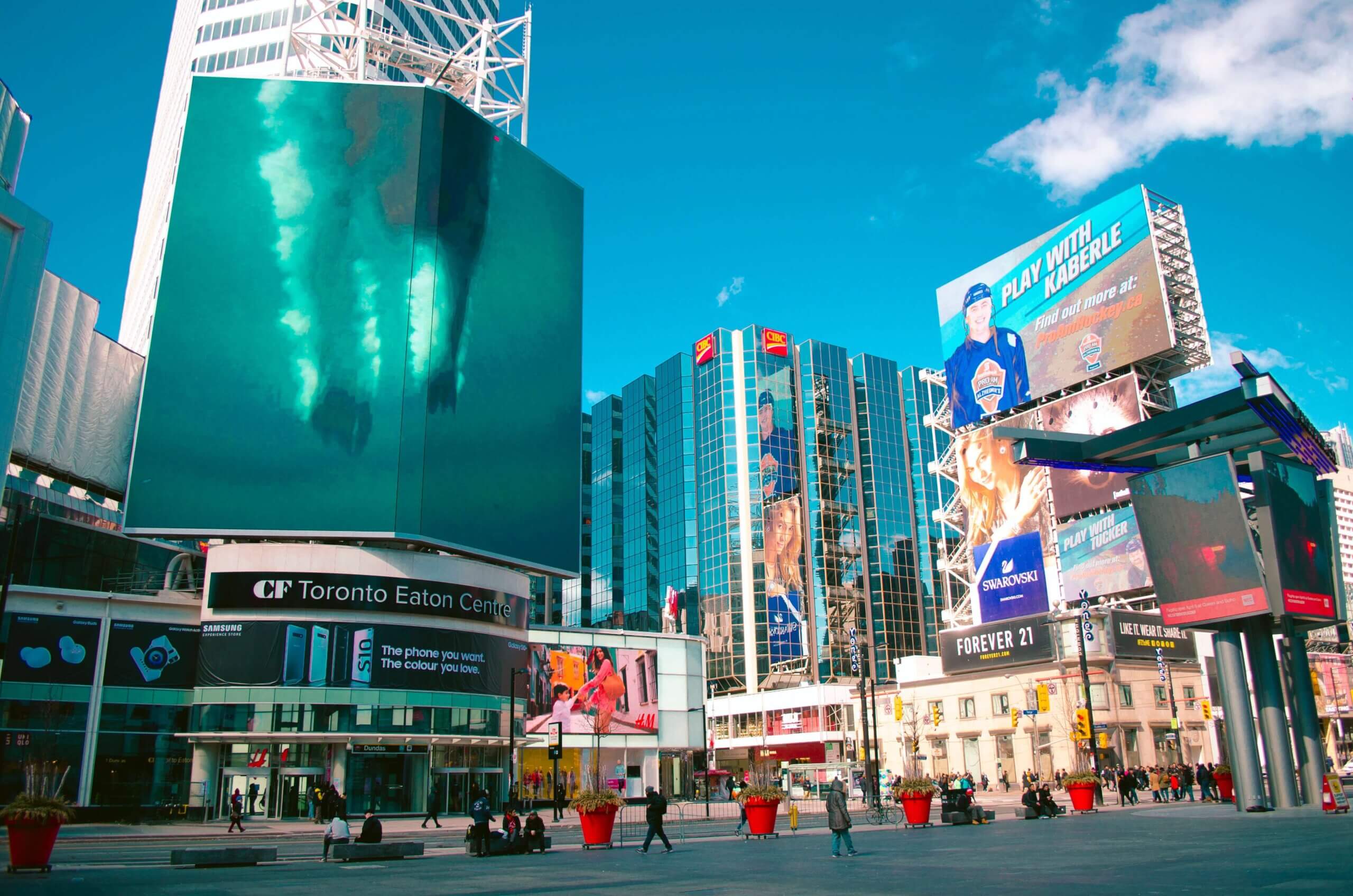 Large-scale digital out-of-home ads in Toronto's Dundas Square