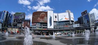 <p>A number of digital billboards in downtown Toronto</p>
