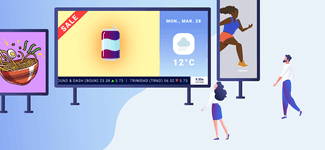 <p>An audience looking at multiple screens in a single location</p>
