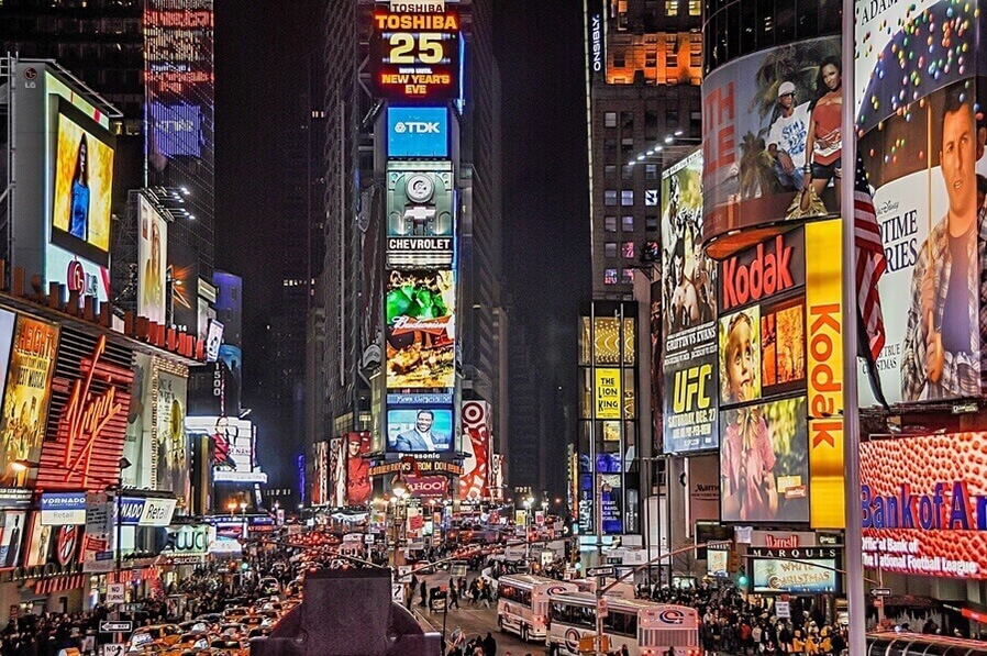 DOOH media screens all over Times Square